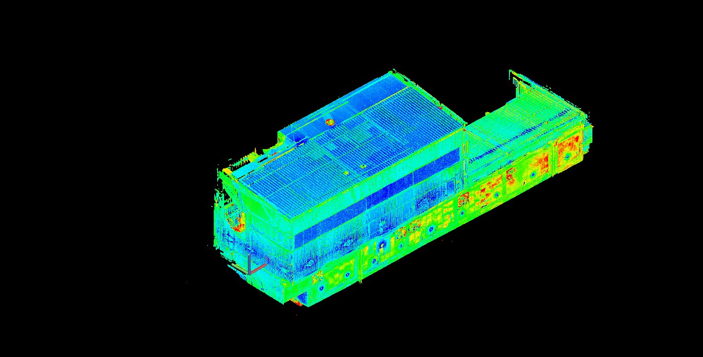 Point cloud scan of a warehouse facility